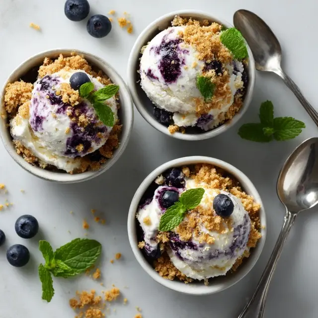 Blueberry Cheesecake Cottage Cheese Ice Cream Recipe 7 Scoops of blueberry cheesecake cottage cheese ice cream served