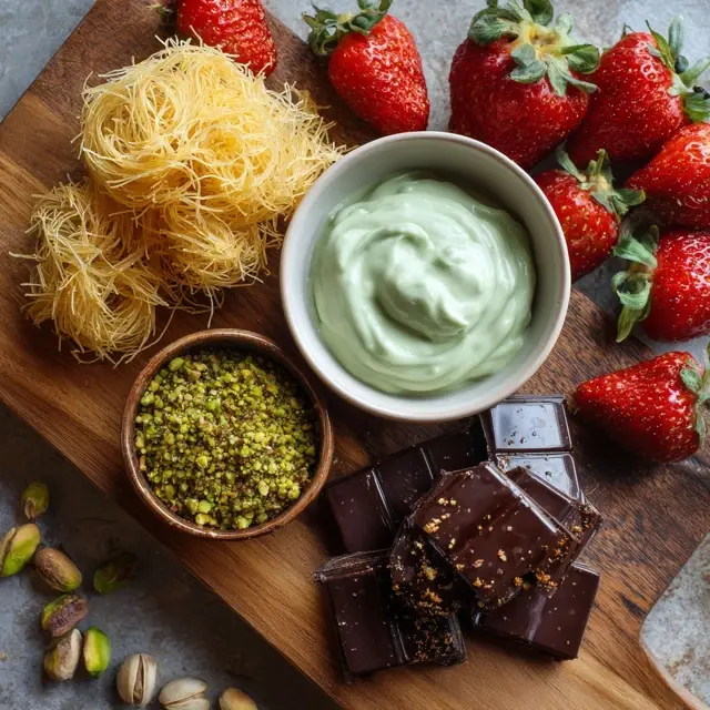 Dubai Chocolate Covered Strawberries – Luxurious & Viral Treat 7 Ingredients for Dubai chocolate strawberry cups