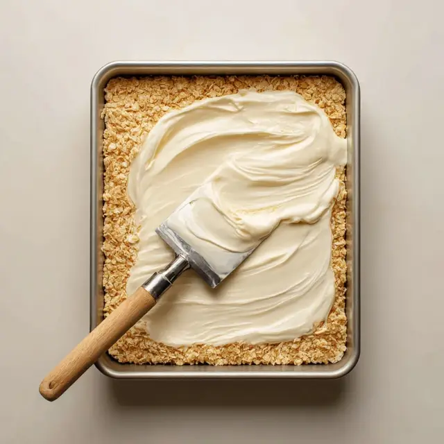 Rice Krispies Ice Cream Bars Recipe – A Fun, Chilled Classic 9 Spreading vanilla ice cream on rice krispies base